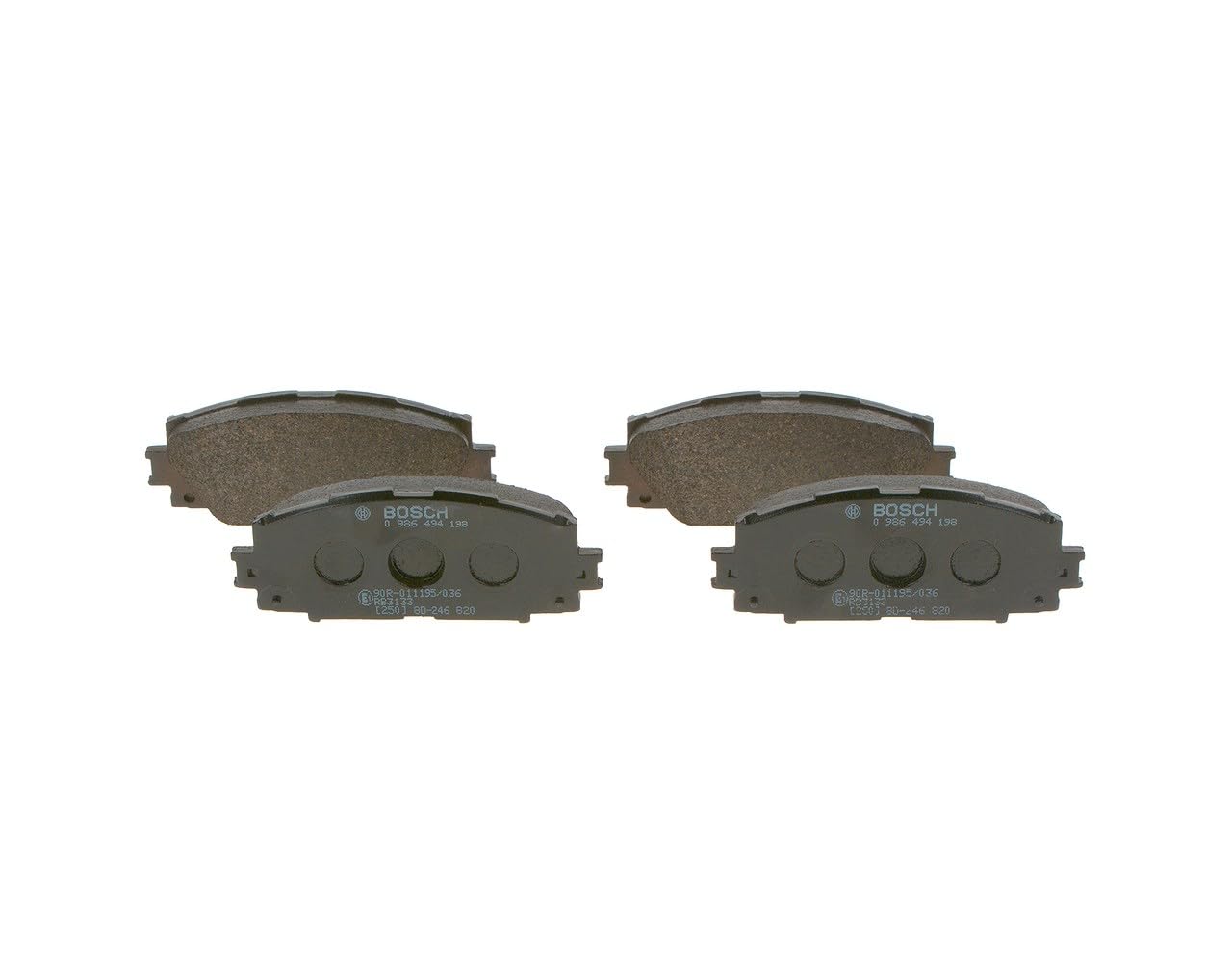 Bosch BP1108 - Brake Pads Car Front Axle - Bosch Quality - Reduced Noise and Dust - ECE-R90 Certified - Copper-Free - 1 Set of 4 Pads