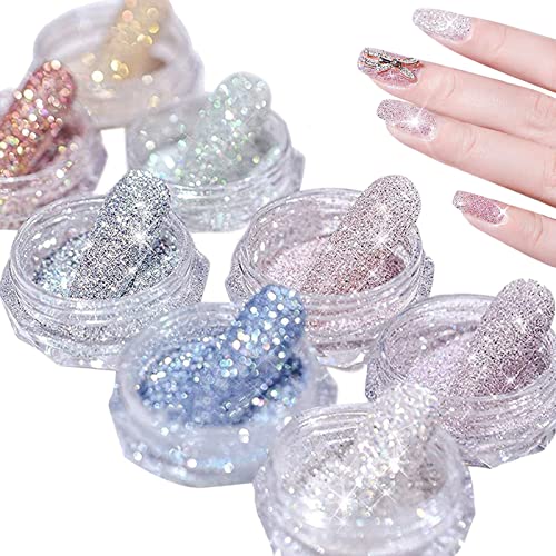 Creamoon 8 Colors Crystal Diamond Nail Powder, Crystal Fine Glitter Bright Powder DIY Nail Design for Women Gift for Women, Medium(HL0DNYP2515FW50ZGCRZ1)