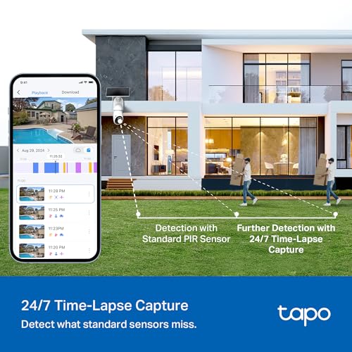 undefined Tapo 4K Outdoor Camera Wireless, Battery Camera w/Solar Panel, Pan/Tilt, 360° View, 24/7 Capture, Free Person/Vehicle Detection, Night Vision, SD/Cloud, Works w/Alexa and Google Home, VistaCam 360 の商品画像 8