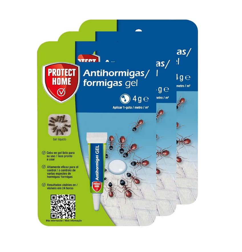 Protect Home Antihormigas cebo en gel contra hormigas para interiores, rápida acción y altamente atractivo, 4g (Pack de 3)