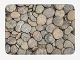 Lunarable River Rock Bath Mat, Nature Image of a Backdrop Covered Smooth Sea Stones Beach Coast Seaside, Plush Bathroom Decor Mat with Non Slip Backing, 30.2' x 20', Pearl