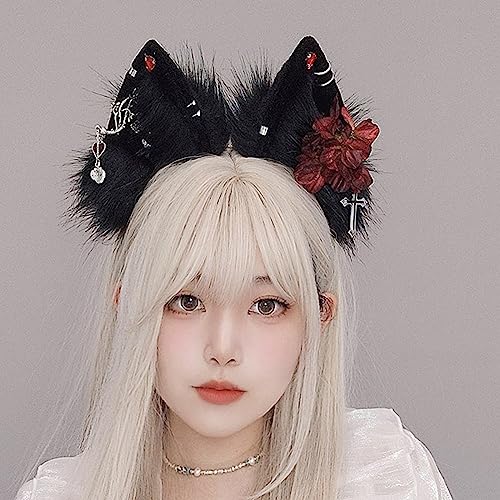 Serre-tête oreille de loup en peluche douce et structure flexible pour cheveux