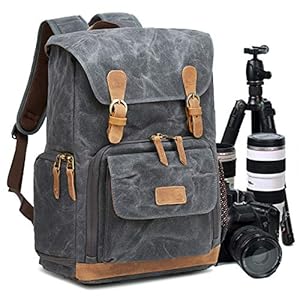 UBAYMAX Dslr Camerarugzak, Reflex Camerarugzaken Grote Professionele Gewaxt Canvas Gewatteerde Camerarugzak met Statiefhouder Laptop Sectie, Canon Nikon Fotograaf Fotografie Camerarugzak (donker grijs)