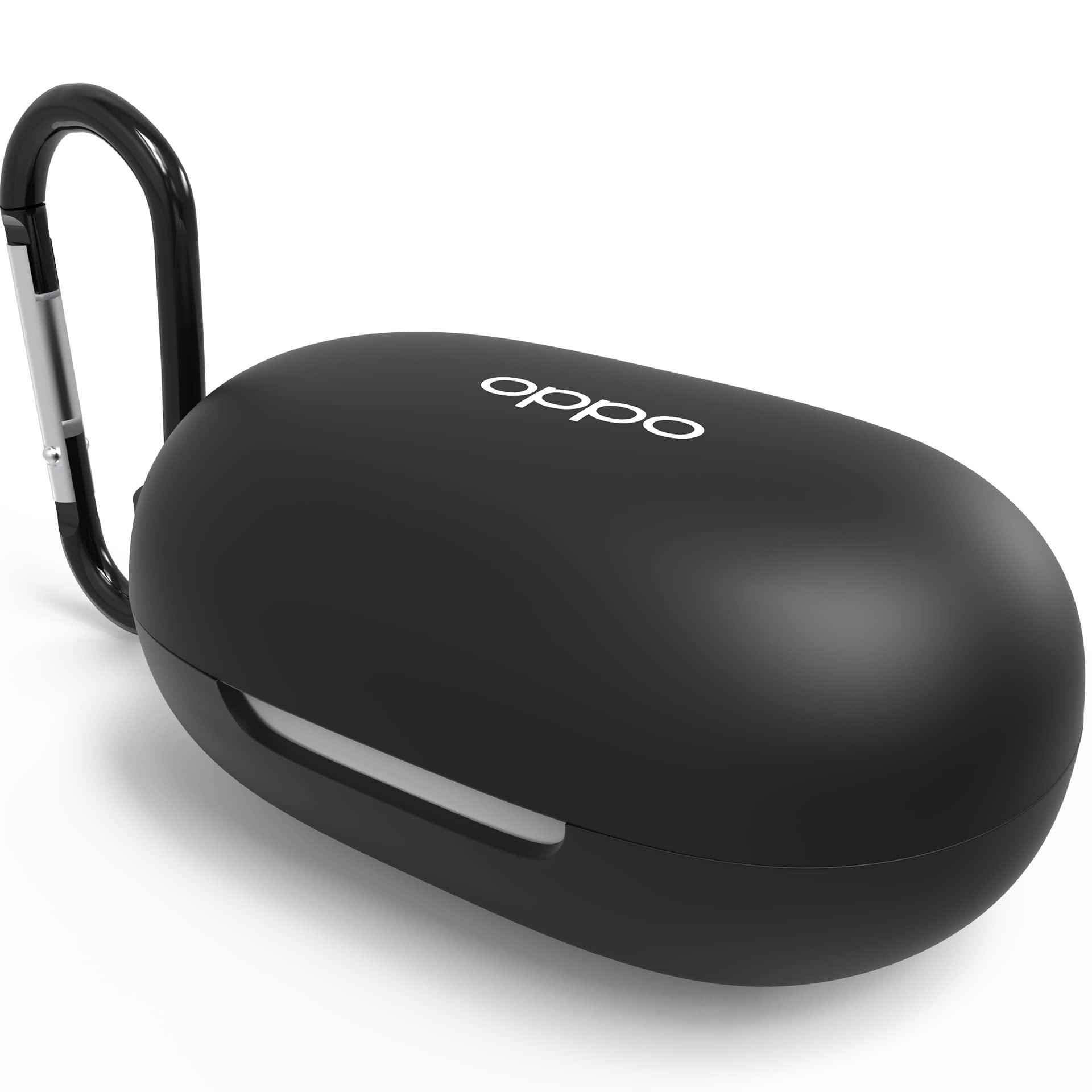 Sounce Anti Fall Dust Protection Case Cover Compatible with Oppo Enco Buds Headphones Case Silicone Headset case with Keychain (Case Cover only)(Black)