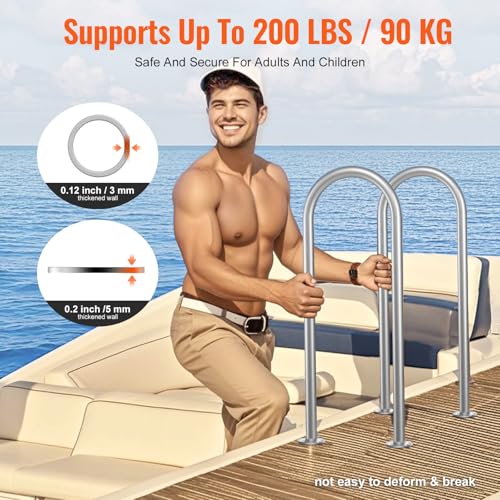 VEVOR Pool-Handlauf, 400 x 90 x 915 mm, Pooleinstieg Aluminium mit Grundplatte für Innen-/Außenpools, benutzerfreundliche Einstieghilfe für Schwimmbäder, Haltegriff mit Zubehör für Spas und Docks