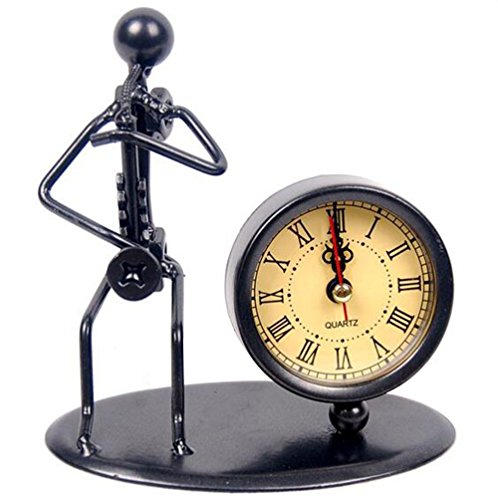 Figura de saxofón C69 en hierro con reloj retro para decoración elegante de interiores