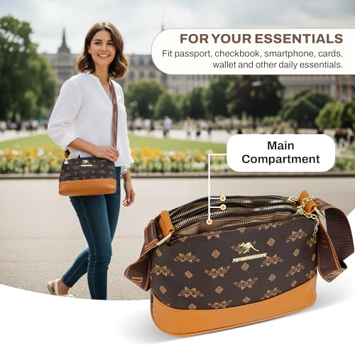 Image of Storite PU Leather Sling Bag, Crossbody Bag with Multi-Compartment for Women and Girls With Adjustable Shoulder Strap -(25x16x9 cm)