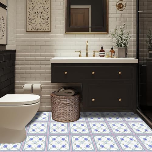 Image of Moroccan Tile Stickers | Waterproof Self Adhesive Peel & Stick Tile Decals for Kitchen Backsplash, Bathroom Wall, Floor, Furniture & Glass (6x6 Inch, Design 7, 40 Pic)