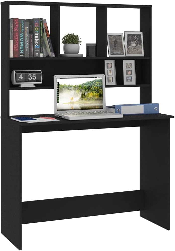 BLUECC Office Computer Desk with Shelves Chipboard Table