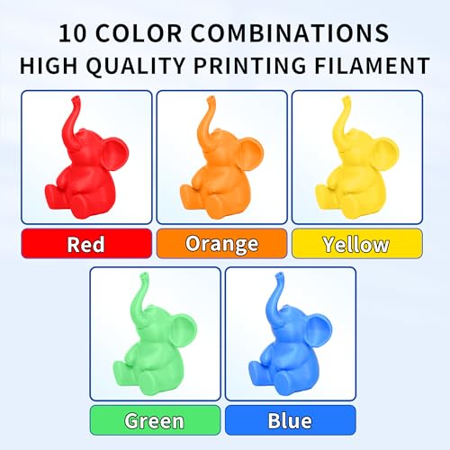 Image of RAMBERY 10KG Multicolor PLA+ Filament Bundle 1.75mm, Toughness Upgraded 3D Printer Filament， 10-Pack 1KG Spool, Black /White /Silver /Taro Purple /Cherry Pink /Red /Orange /Yellow /Mint Green /Blue
