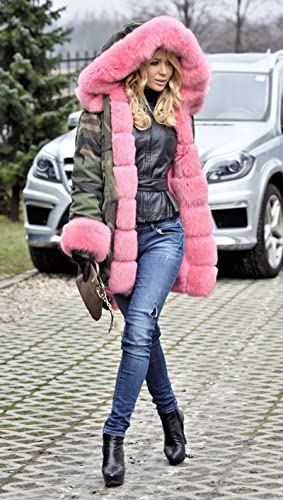 Roiii Women Thicken Warm Winter Coat Hood Down Parka Fleece Fur Outdoor Overcoat Long Jacket Outwear4