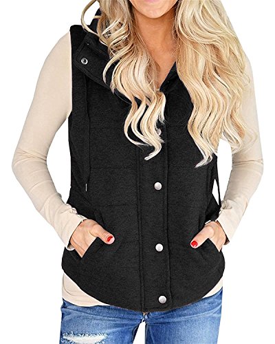 Valphsio Womens Vest Lightweight Quilted Drawstring Jacket Casual Button Closure Outerwear cover