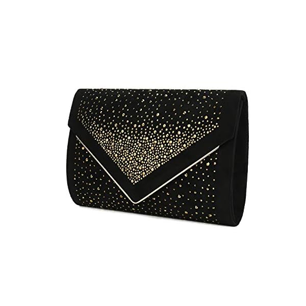 CHARMING TAILOR Envelope Purse Formal Faux Suede Clutch Rhinestone Evening Bag for Women Party Handbag - Image 3