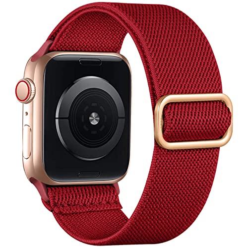 Lerobo Stretchy Nylon Solo Loop Apple Watch Band 38–42mm Dark Red