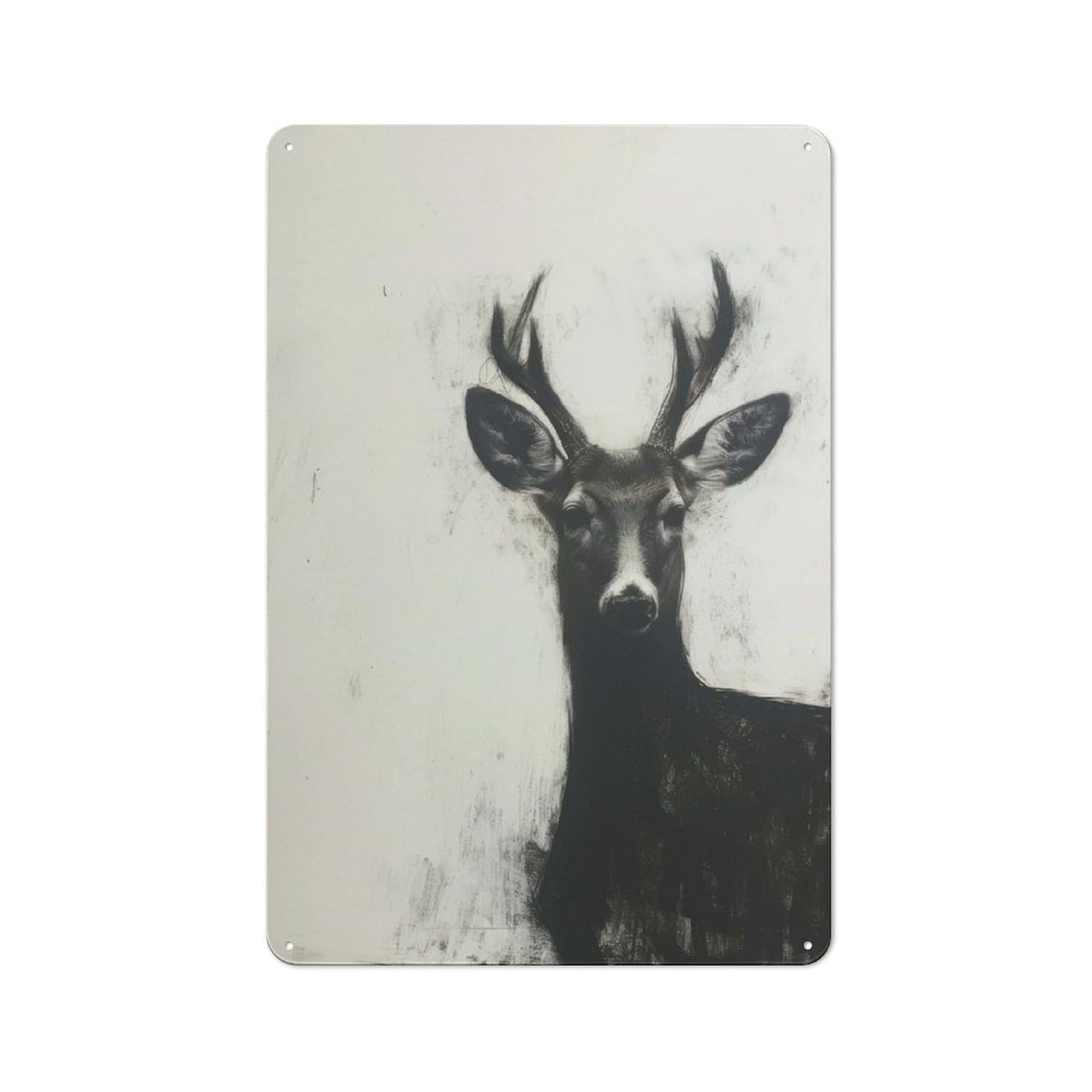 Retro Deer In Charcoal Portrait Metal Sign 30x20cm, Home Bar Decor for Pub, Home Bar, Shed Or Man Cave, for Relaxed Wall Styling
