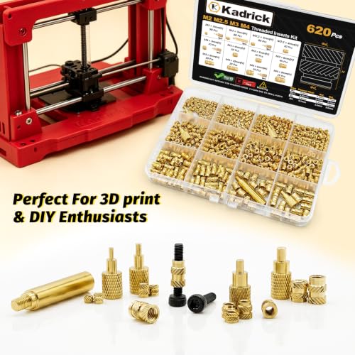 Image of KADRICK 620Pcs M2 M2.5 M3 M4 Heat Set Inserts Kit with Heat Set Insert Tips
