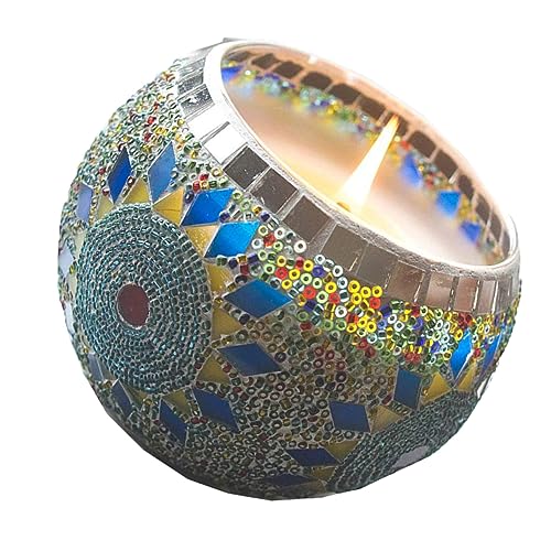 RORPOIR Mosaic Style Centerpiece Tea Light Holder Tea Light Bowl Votive Candle Holders Tealight Candle Holder Party Bowl Candleholders Crystal Candle Stand Crystal Candles Sunflower Manual