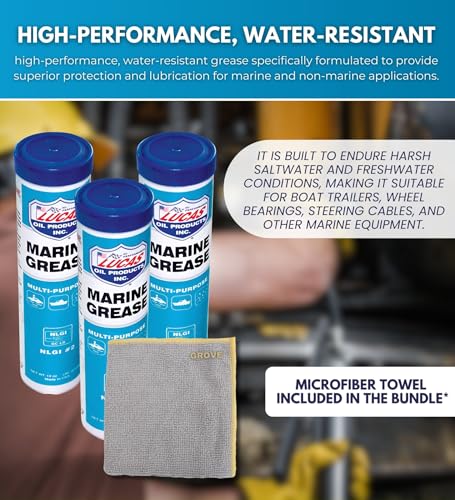 Image of Marine Grease 14 oz Bundle with Microfiber Cloth - Heavy Duty Marine Grease for Trailer Wheel Bearings, Chassis Lubrication, and Outboards - Extreme Pressure - Rust & Oxidation Resistant - (4 Items)