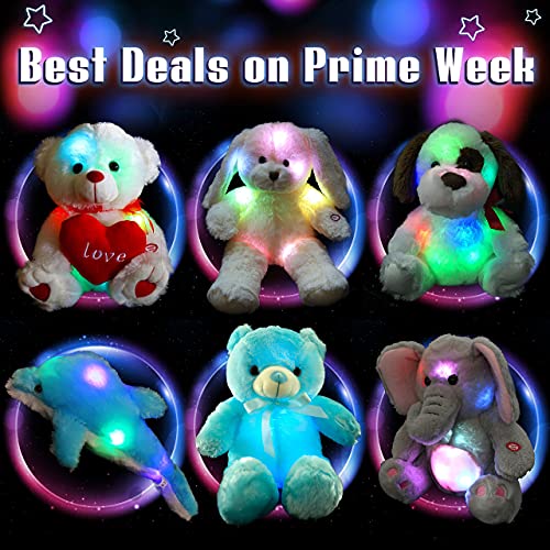 Bstaofy Wewill Creative Light Up Led Inductive Teddy Bear Stuffed Animals Plush Toy Colorful Glowing Teddy Bear Nice Gift For Birthday Christmas Valentine, 20- Inch(Blue) #TOP5