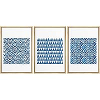 SIGNWIN Framed Canvas Print Wall Art Blue Triangle Shapes over White Background Abstract Patterns Illustrations Modern Art Chic Expressive for Living Room, Bedroom, Office - 16