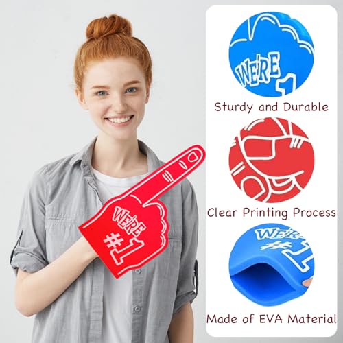 FunnAura 2 PCS Blue and Red Gladiators Foam Finger, Number 1 Giant Foam Hands, Party Props Sports Fan Accessories - Image 4
