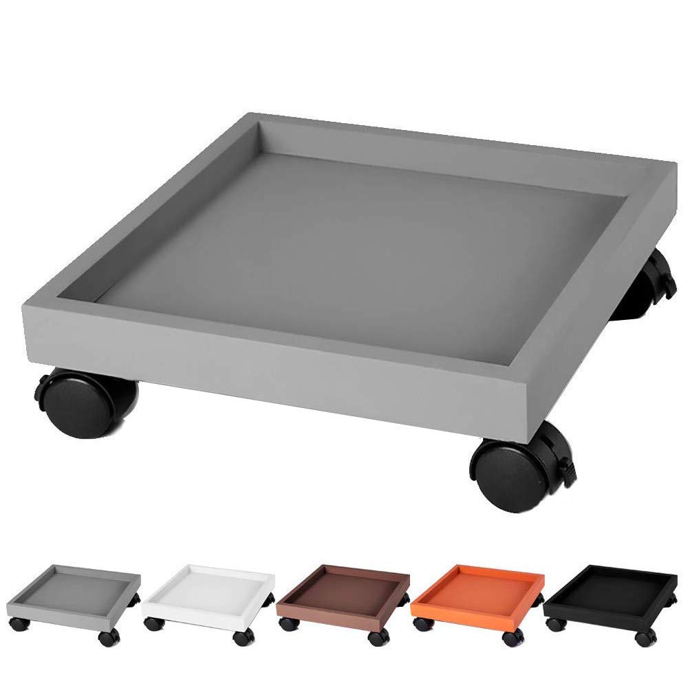 Support de plantes robuste anti-rayures rotatif 360° carré gris pour terrasse
