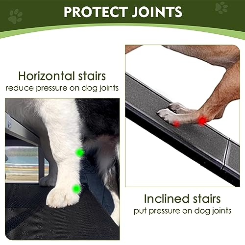 Widen Foldable Dog Car Stairs, Aluminum Frame 4 Steps Portable &Lightweight Pet Stairs, The Widest And Deepest Ladder On The Market, Nonslip Pet Ramp For Cars, Trucks And Suvs, Support 150 To 200 Lbs #TOP4