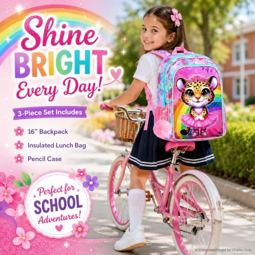Image of WZLVO 3PCS Kids Backpack for Girls, Unicorn Dinosaur Animal Prechool Elementary Kindergarten School Bookbag with Lunch Box