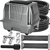 Pond Aerator|Septic Tank Air Pump| Premium Koi Fish Pond Aeration System| 1/2 Acre 1.91CFM 4.35PSI 25W| Includes Two 20ft Rubber Airlines and Diffusers