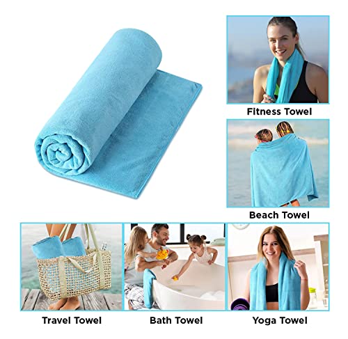 Image of NFI essentials Microfiber Super Absorbent Bath Towel (57 inchx30 inch) Soft Bath Towel for Multipurpose Use for Sports, Travel, Fitness, Yoga, Bathroom, Gym (TOW-2-Blue)