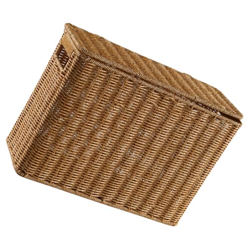 Panier en rotin tissé avec poignée pour éliminer le désordre du bureau