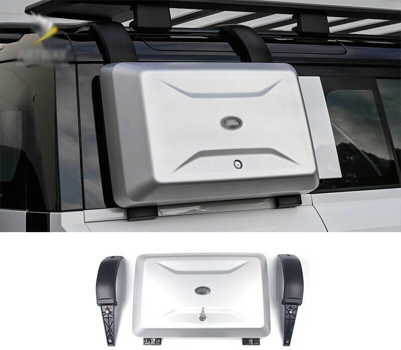 Exterior Mounted Gear Carrier Side Toolbox Storage Box with Lock Fits for Land Rover LR Defender 90 110 130 2020 2021 2022 2023 2024 2025 2026, Silver