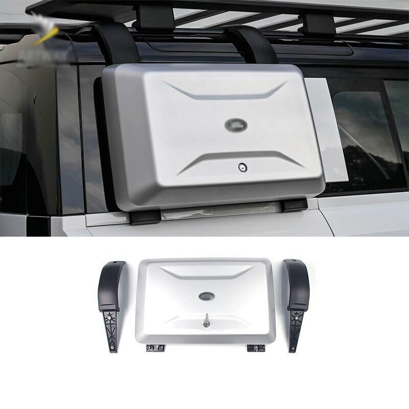 Generic Caja de almacenamiento lateral de transporte de engranajes con cerradura para Land Rover LR Defender 90 110 130 2020 2021 2022 2023 2024, color plateado