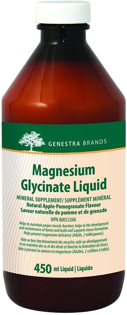 Genestra Brands Magnesium Glycinate Liquid | Supports Normal Muscle Function and Helps Metabolize Carbs and Proteins | 15.2 Fl Oz | Apple Pomegranate Flavor