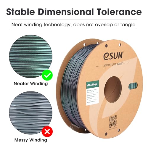 Image of eSUN Magic PLA Filament 1.75mm, Dual Color Dark Night Starlight Twinkling PLA 3D Printer Filament, 1KG (2.2 LBS) Spool, Dark Twinkling Green