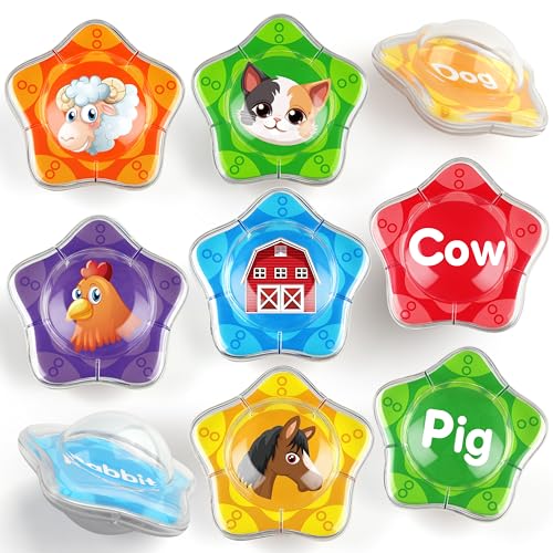 Coogam Floating Bath Toy for Toddlers,12pcs Farm Animal Bathtub Toy Set, Montessori Educational Learning Activities Water Pool Shower Beach Toy Gift for Preschool 2 3 45 Years Old Kids