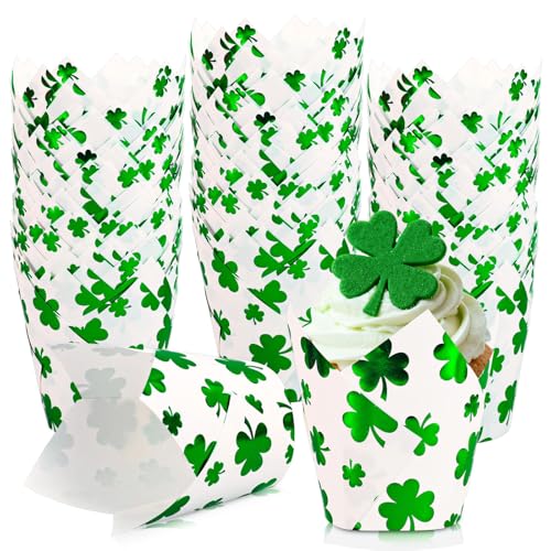 Whaline 120Pcs St. Patrick's Day Tulip Cupcake...