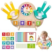 BAYMI Montessori Toys for 3 4 5 Year Old – Math Manipulatives with Clock, Number Blocks & Finger Counting Cards – Educational Preschool Learning Toys for Kids Ages 3+ Boys Girls Birthday Gifts