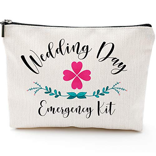 Blue Leaves Wedding Survival Kit,Wedding Emergency Kit,Wedding Day Emergency Kit, Bridal Shower Gifts-Makeup Travel Case,Makeup Bag Gifts