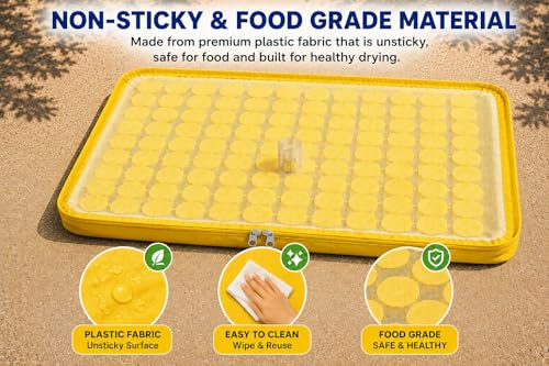 Image of Soul Neverends Solar Food Dryer Bag with Mesh Net Cover, Yellow, Zippered, for Drying Fruits,Vegetables and papad,(3x5 fit) Large yellow
