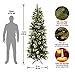 National Tree Company Pre-lit Artificial Christmas Tree | Includes Pre-strung White Lights and Stand | Flocked with Cones, Red Berries and Snowflakes | Wintry Pine Slim - 7.5 ft