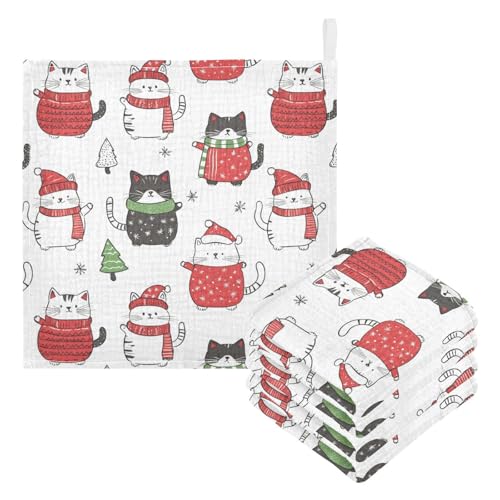 vvfelixl Cute Cartoon Fat Cats Baby Burp Cloths Baby Muslin Washcloths for Boys Girls Cotton Babys Face Towel for Newborn Infants Soft and Absorbent 11.8 X 11.8 in, 5 Pack3