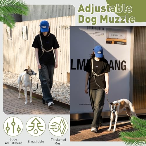 Duuclume Dog Muzzle for Small to Large Dogs - Breathable Adjustable Strap with Padded Nose Band & Reflective Strips,Prevents Biting, Chewing, Barking(Grey, S)