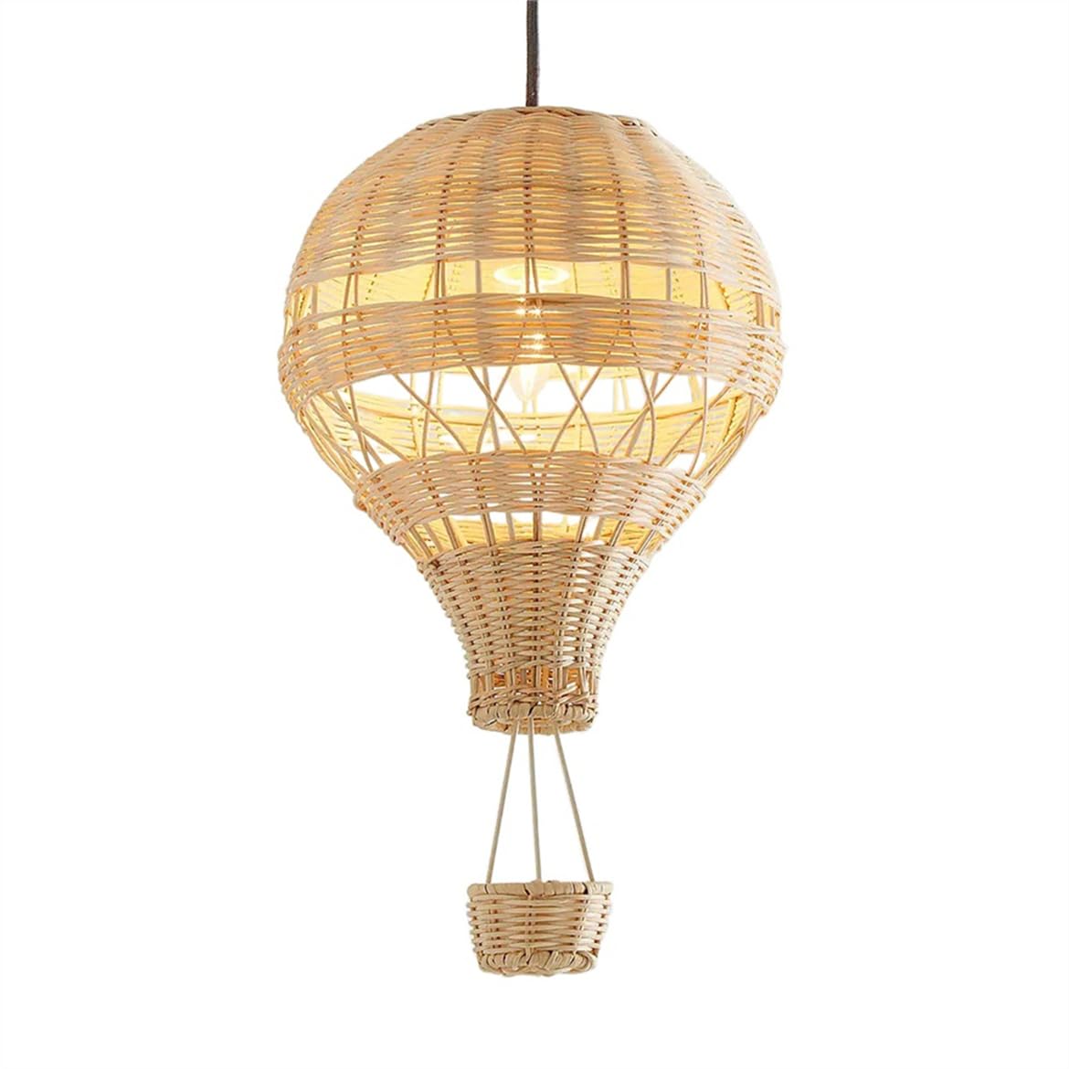 LQZCXMF Coastal Beach Style Bamboo Pendant Light Rustic Rattan Cage Chandelier Hallway Large Ceiling Light Tropical Southeast Asia Style Fixtures for Kitchen Dining Room Living Room Hallway