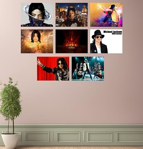 Image of Cardstock Michael Jackson Posters Set Of 8,A4 Size 12X8 Inch - Mj Poster-Music Posters For Wall - Music Album Posters - Music Related Gifts - Music Stickers For Wall - Song Posters - Music Wall Decor
