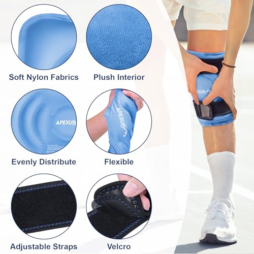 apexup ice pack for knee pain relief large reusable wrap after surgery flexible gel cold pack for injuries pain relief for back shoulder elbow ankle and leg blue l 1pk