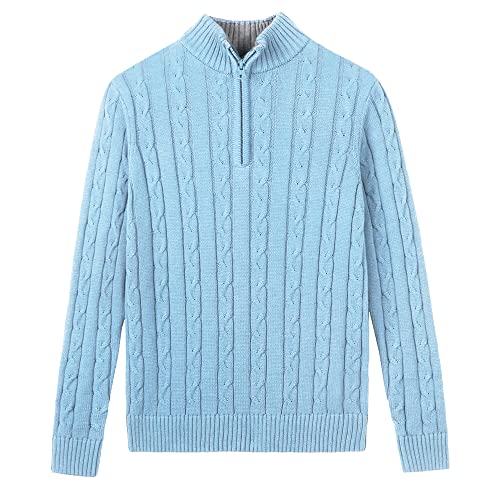 Image of Kid Nation Boys Sweater Cotton Quarter Zip Sweater Kids Cable Knit Pullover | Casual 1 /4 Zip Sweater for Child 3-14 Years (Previously Amazon Essentials)
