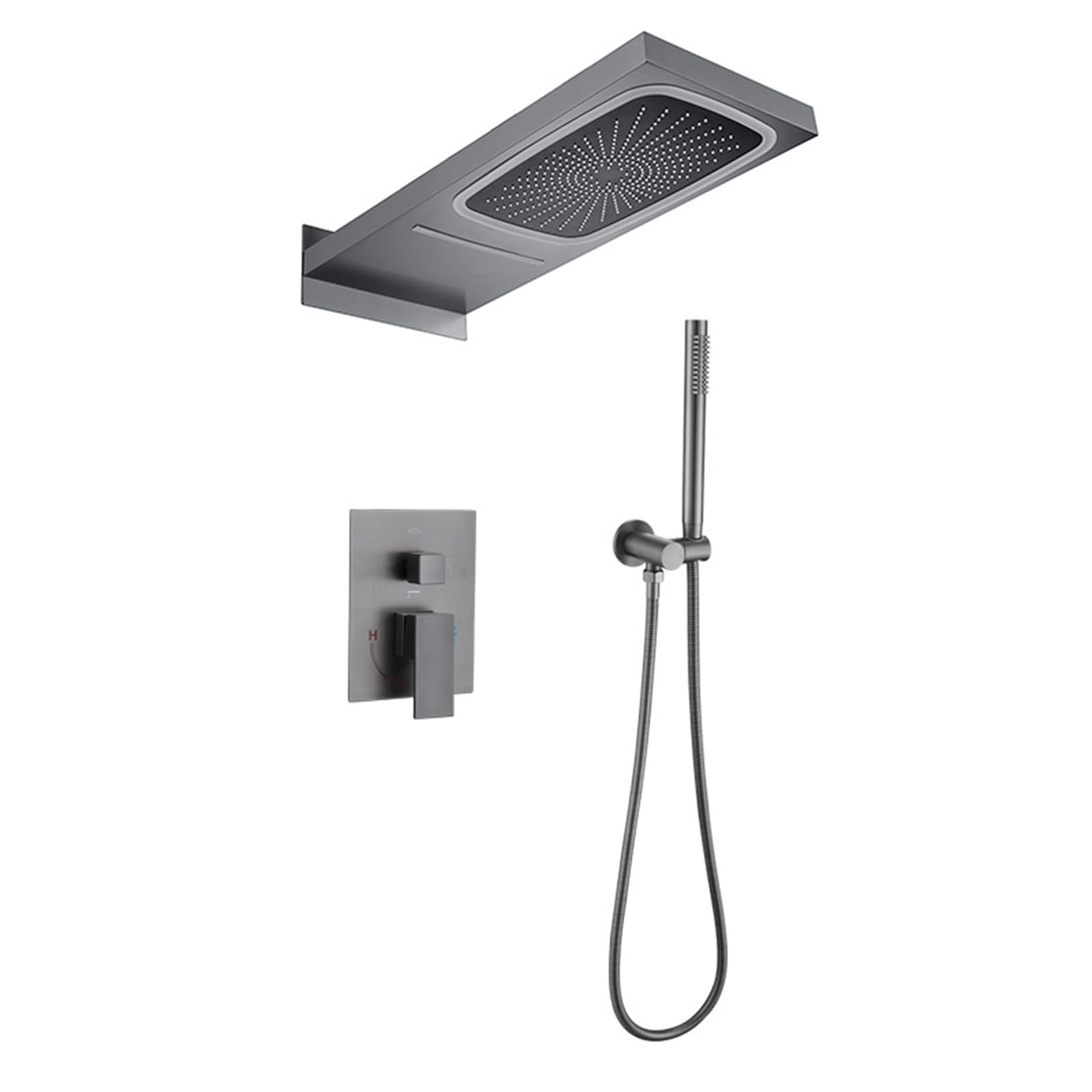 XJTNLB Columna Ducha Led Conjunto Ducha Cascada Empotradas Gris Pistola