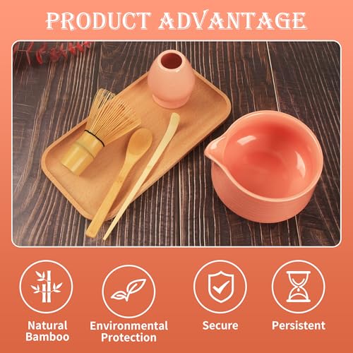 5 pezzi Rosa Matcha Kit Matcha Whisk Set Frusta al Matcha per la Preparazione del tè matcha, Ottimo per la Casa, l'ufficio e la Sala da Tè - immagine 5