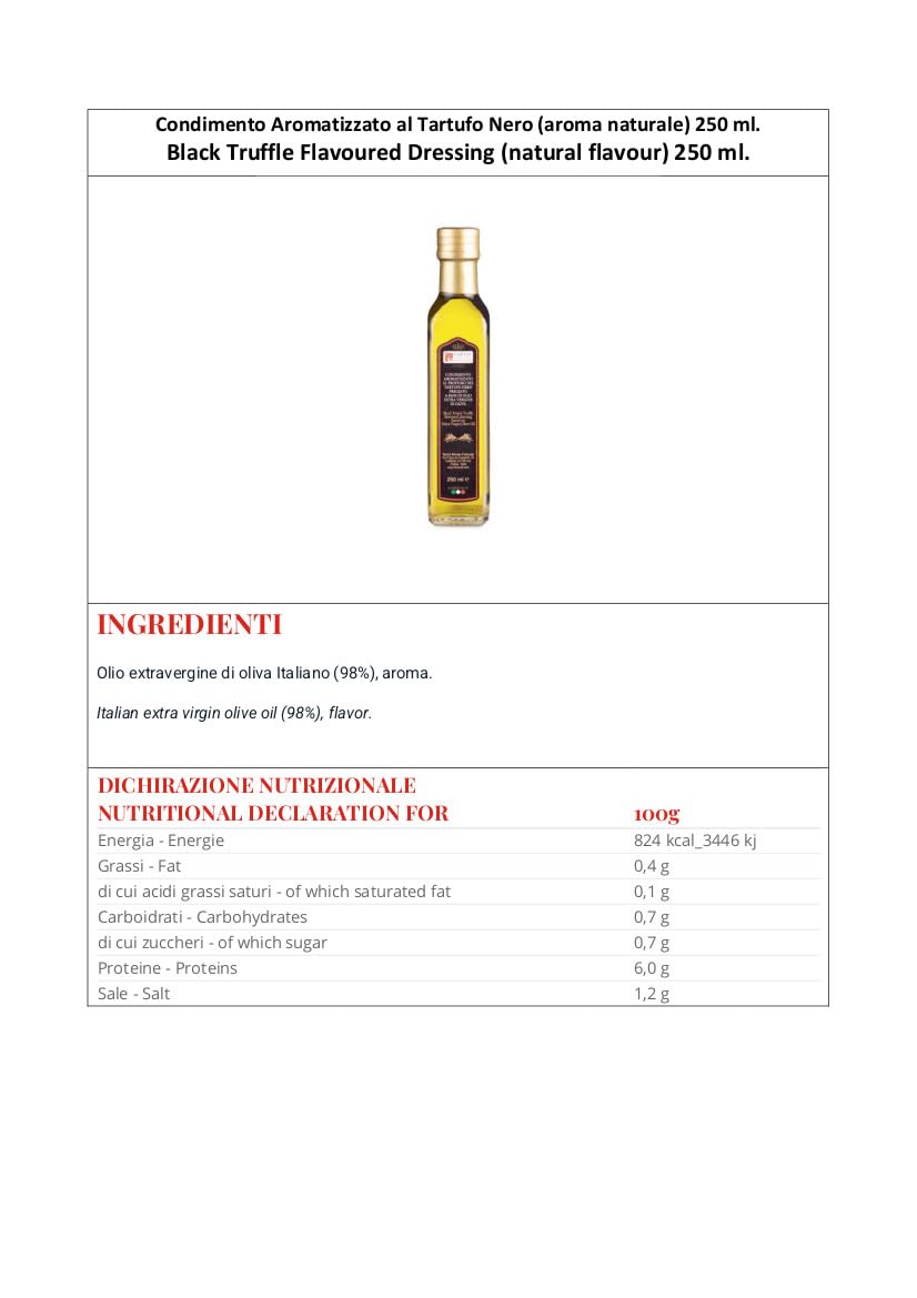 Assaisonnement aromatisé à la truffe noire ml 250